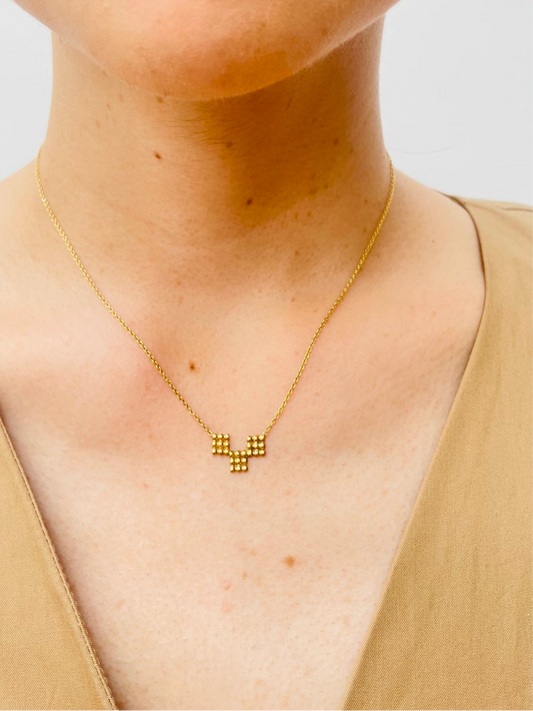 dekoboko Reconstructed Triple Square Necklace / 18ct Gold Vermeil