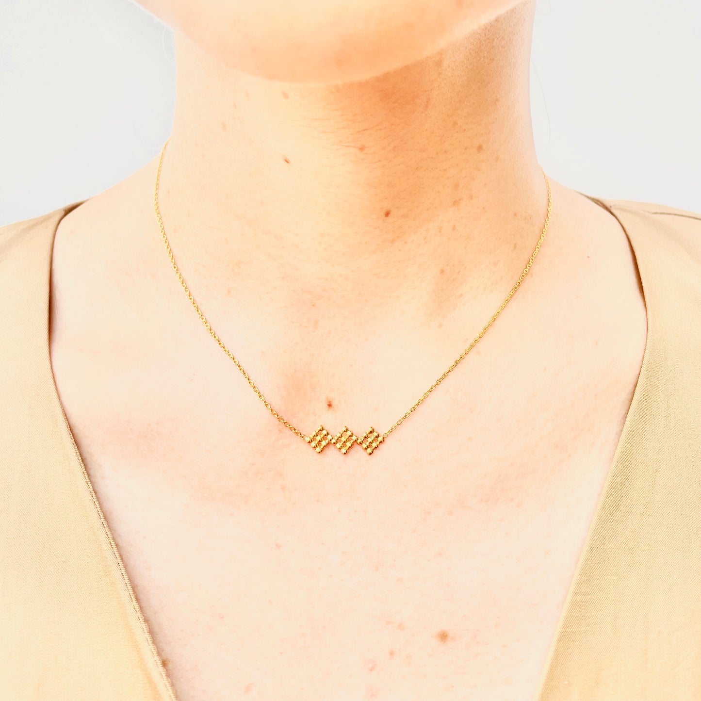 dekoboko Single Triple Square Necklace / 18ct Gold Vermeil