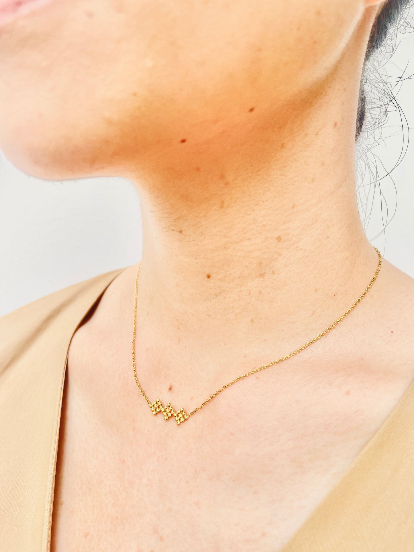 dekoboko Single Triple Square Necklace / 18ct Gold Vermeil