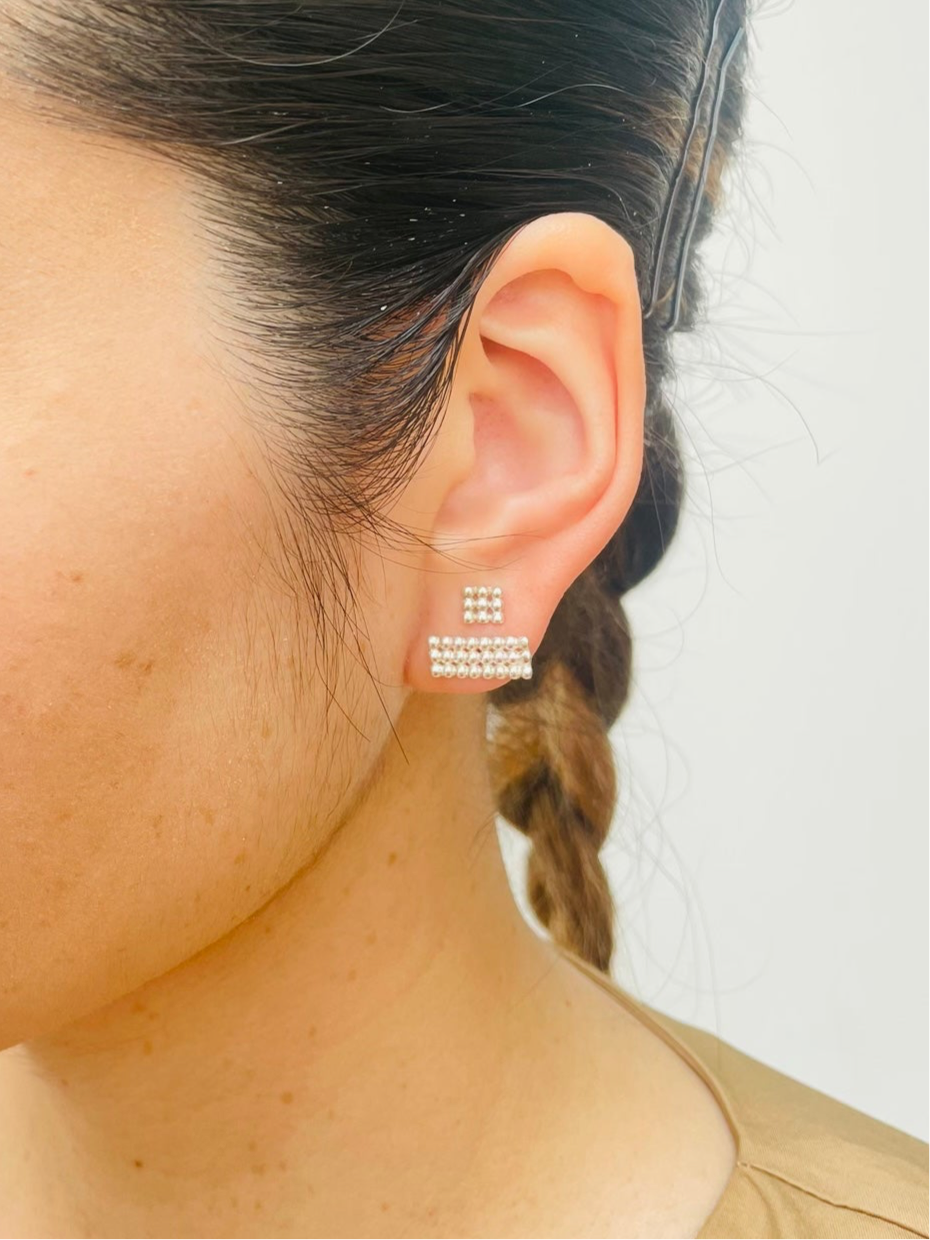 dekoboko Mini Square Single Stud Earring / Silver