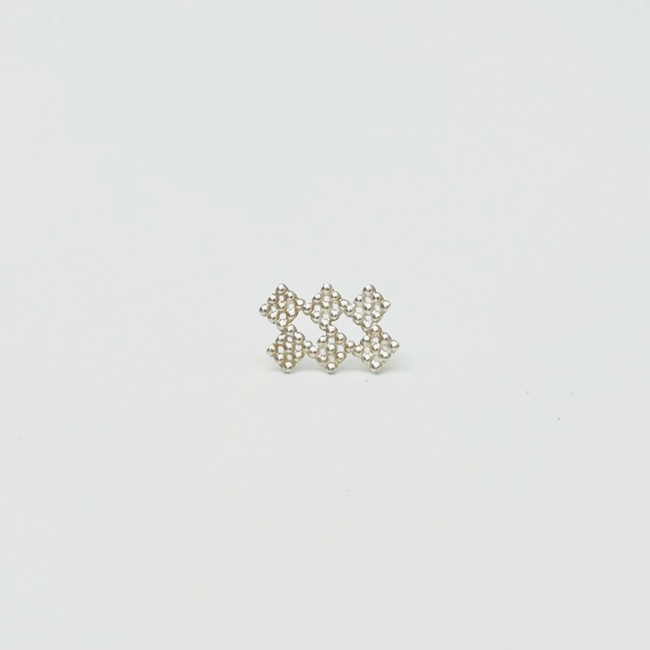 dekoboko Double Triple square Single Stud Earring / Silver