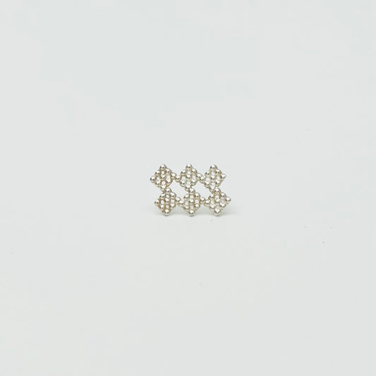 dekoboko Double Triple square Single Stud Earring / Silver