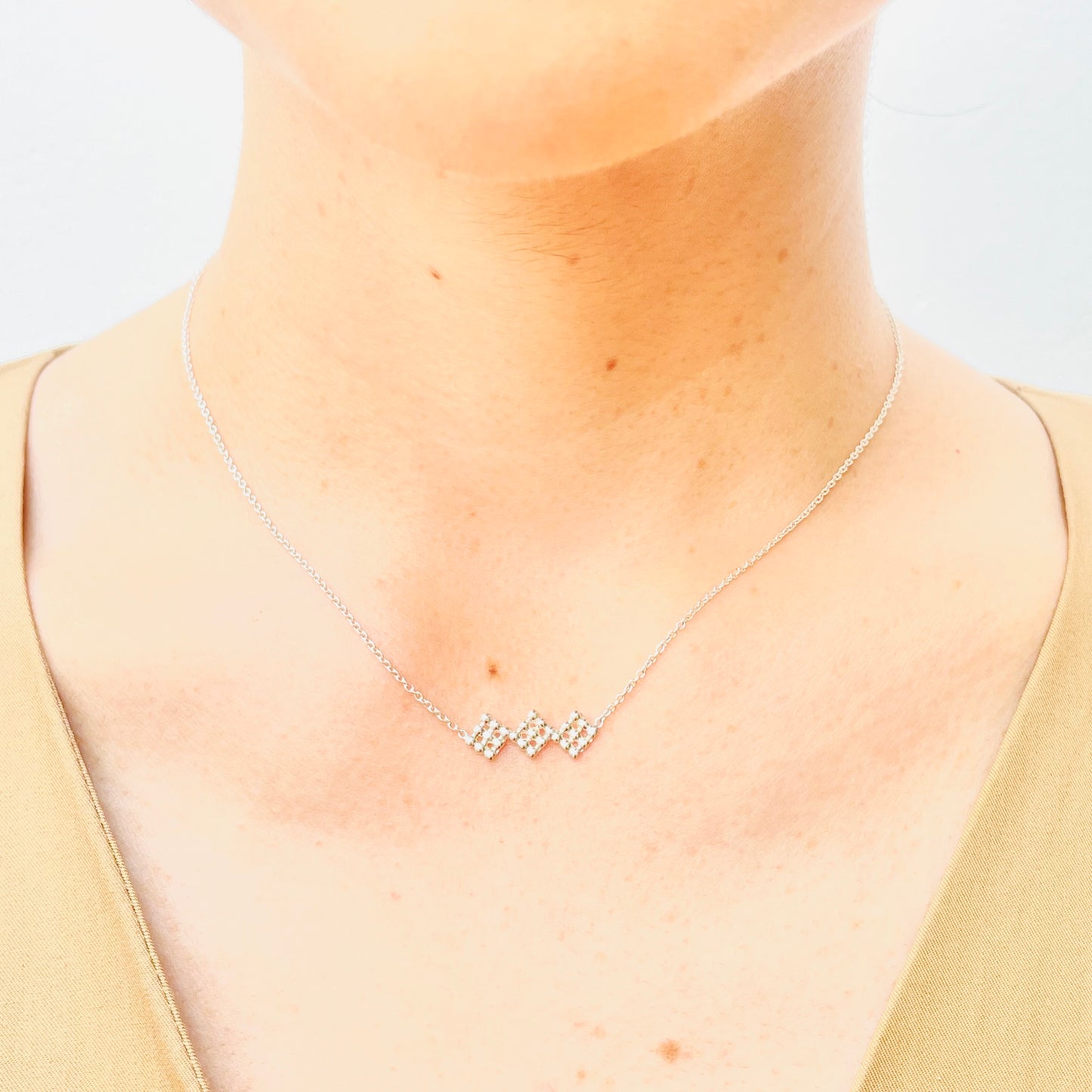 dekoboko Single Triple Square Necklace / Silver