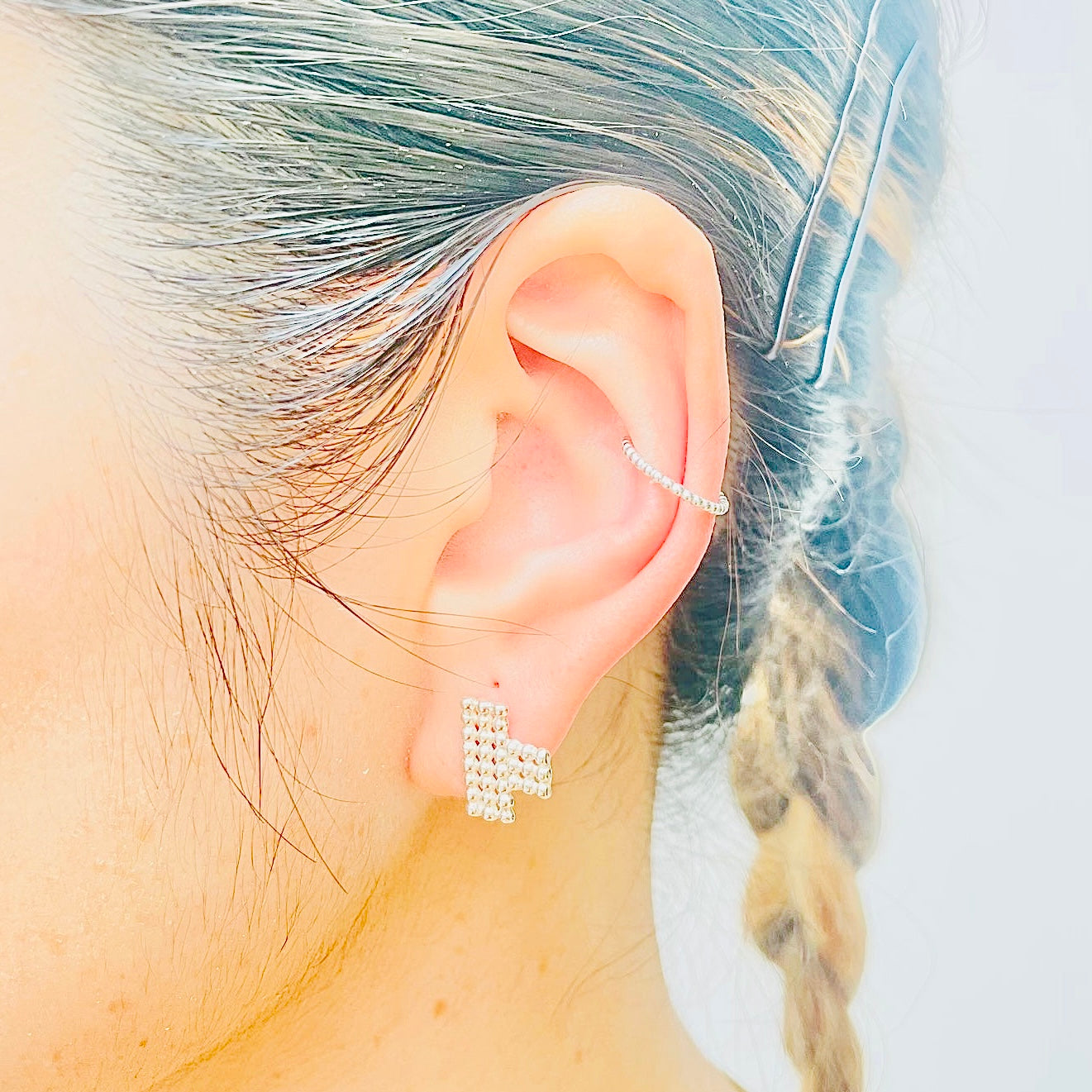 dekoboko T Shape Single Stud Earring / Silver